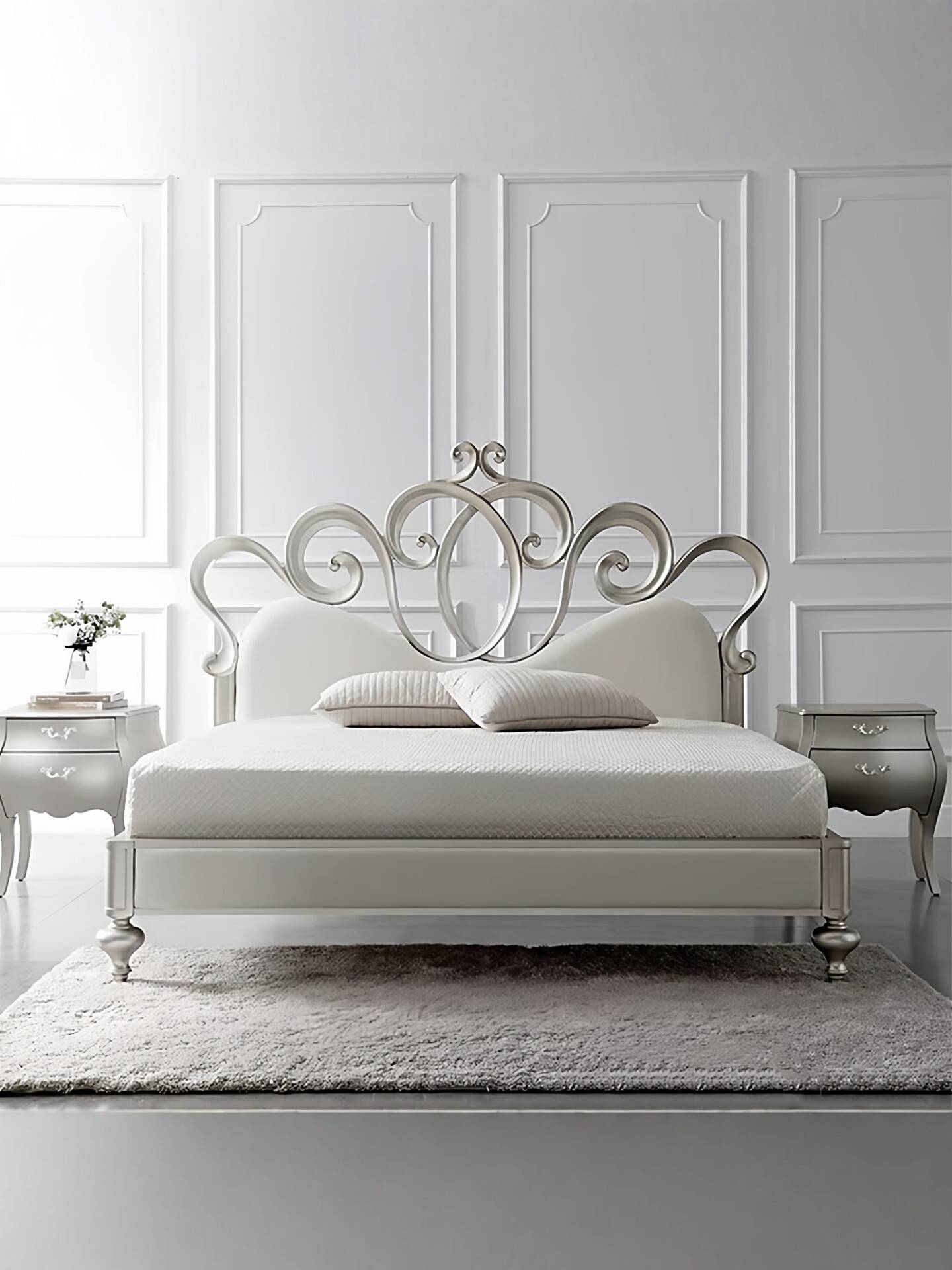 French Champagne Silver Bed