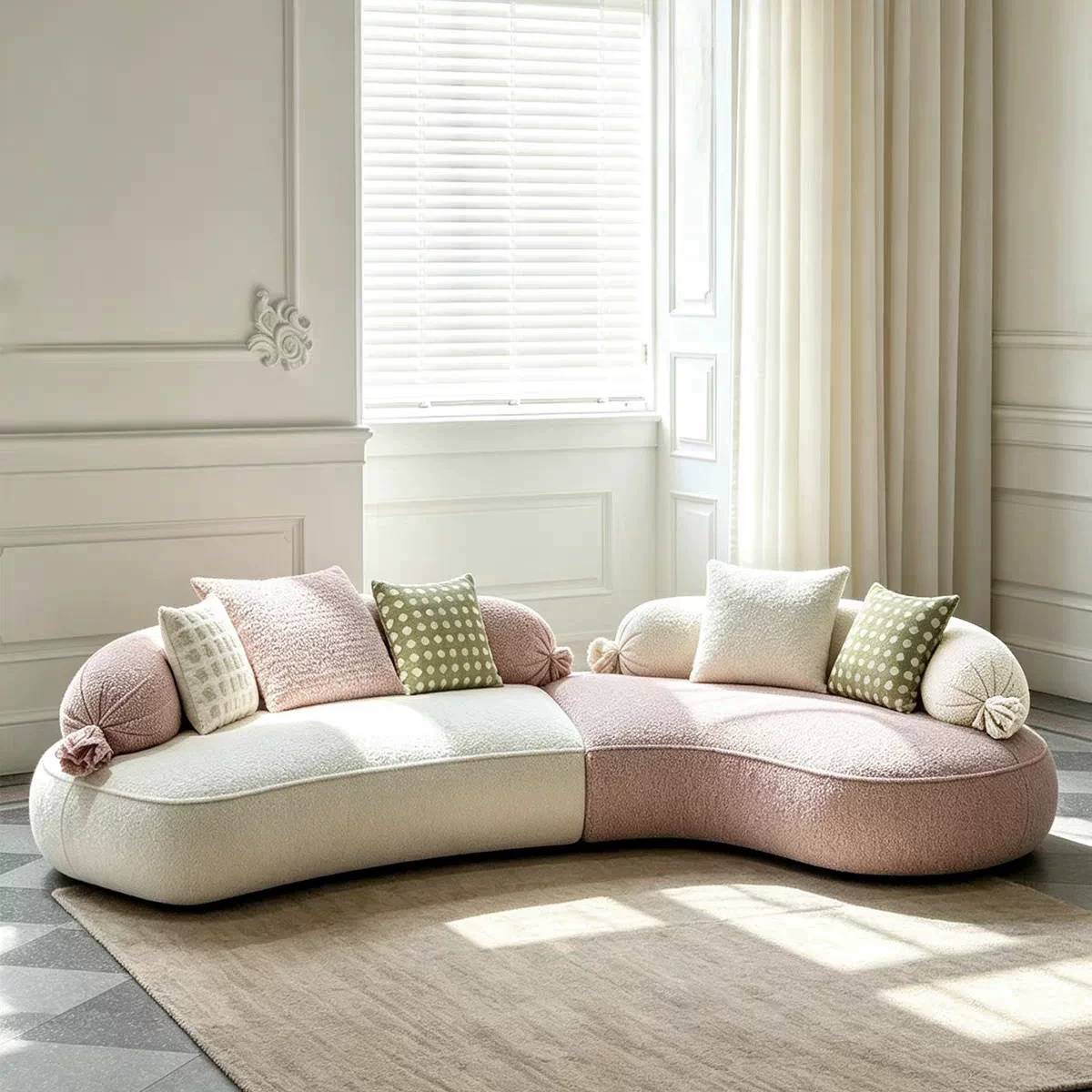Cream Curved Modular Sofa