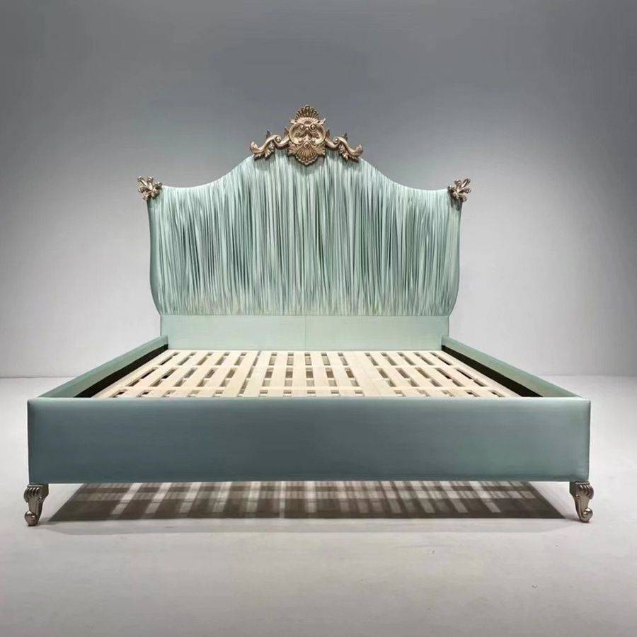 French Mint Green Pleated Bed